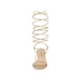 thumbnail image 6 of BLISSFUL STEP Women's Shoes Block Heel Open Toe Lace Up Crisscross Strap Party Sandals Gold 9, 6 of 7