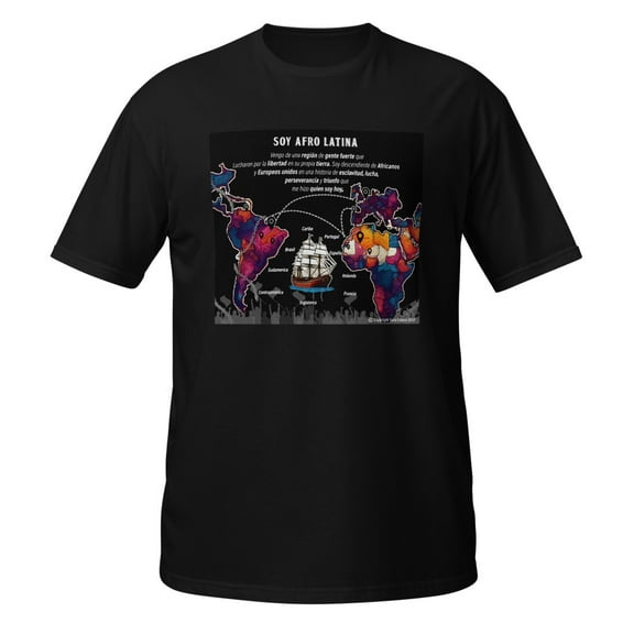 Short-Sleeve Unisex T-Shirt with Afro Latina Message in Spanish (Black, S)