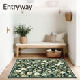 thumbnail image 3 of ODIKA 5'x7' Machine Washable Non-Slip Area Rug, Featuring Stylized Garden Florals and Leafy High Traffic Rug, Dark Green, 84068, 3 of 7