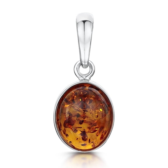 Amberta 925 Sterling Silver with Baltic Amber – Classic Oval Pendant - Honey Colour