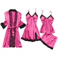 thumbnail image 2 of Nexjvus Ladies Silk Pajamas Sets Plus Size Camisole Pajama (Pink 4 Piece 3XL-5XL), 2 of 3