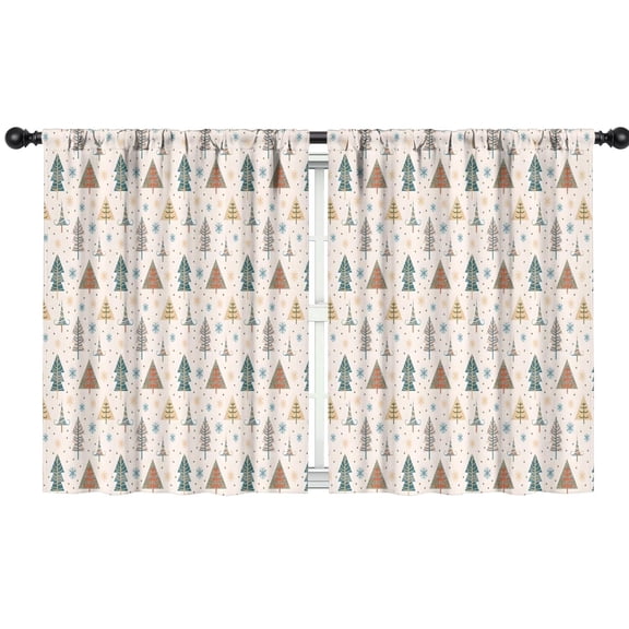 Blackout Kids Curtains,Beige Christmas Tree Pattern Childrens Insulated Curtains Set Of 2,Bedroom Essentials,Toddler Room Decor 42"x54"