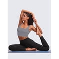 thumbnail image 3 of Firvespy Women Low Impact Sport Bra Workout Crop Tank Tops Square Neck Yoga Camisole with Built in Pads Blue Small, 3 of 6