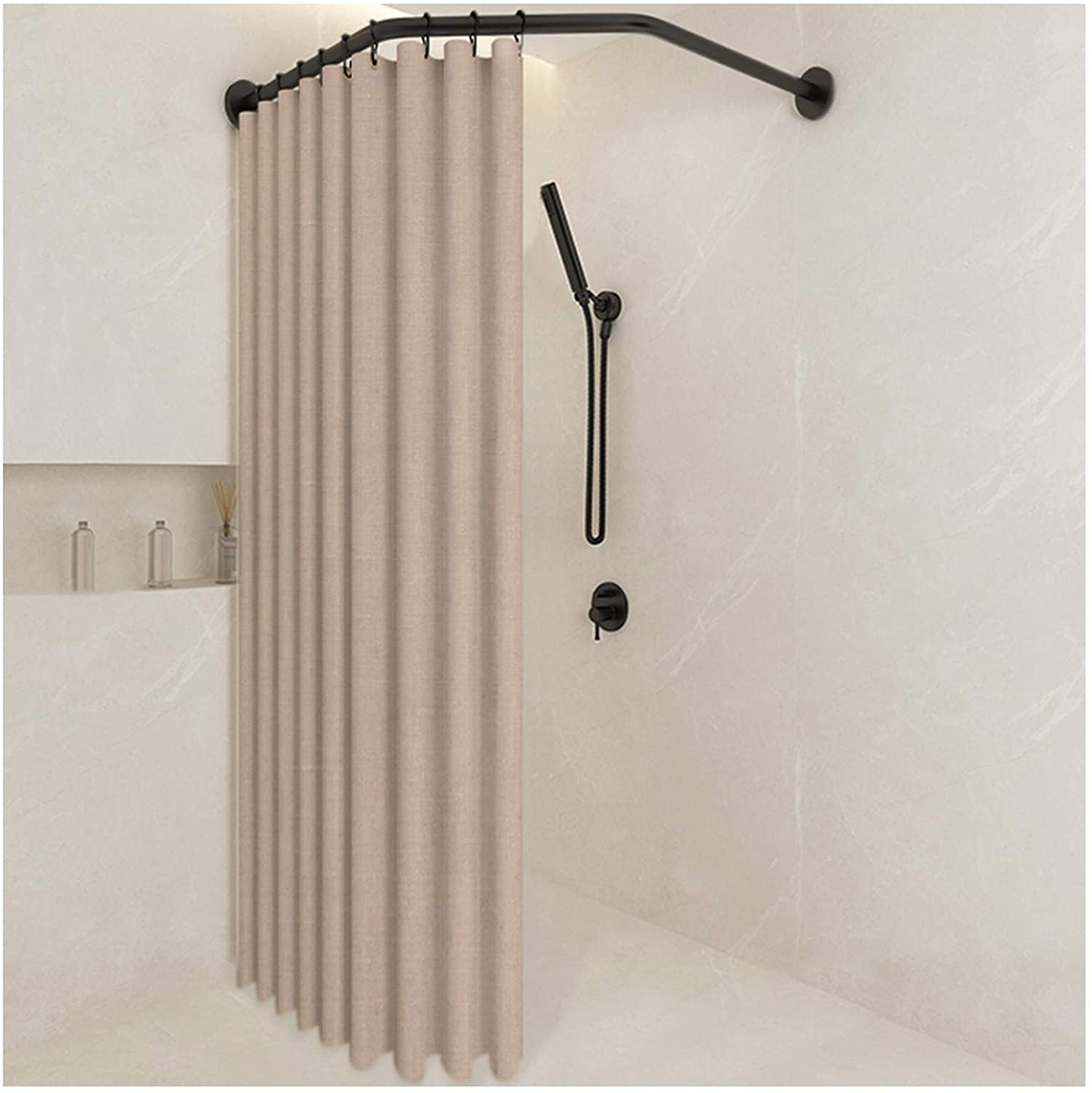 90cm -160cm Extendable Shower Curtain Rail For Bathroom Kitchen & Wardrobe Stainless Steel Shower Poles Extendable No Drill Needed Curtain Rod With 12PCS Shower Curtain Hooks FREE 