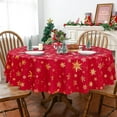 thumbnail image 4 of Christmas Tablecloth Round 60 Inch, Gold Foil Print Snowflake Christmas Table Cloth Washable, Waterproof Wrinkle Resistant Red Table Cover for Party Dinner Christmas Decorations, Gifts, 4 of 6