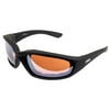 Global Vision Kickback Motorcycle Safety Glasses Black Frame + Driving Mirror Lens