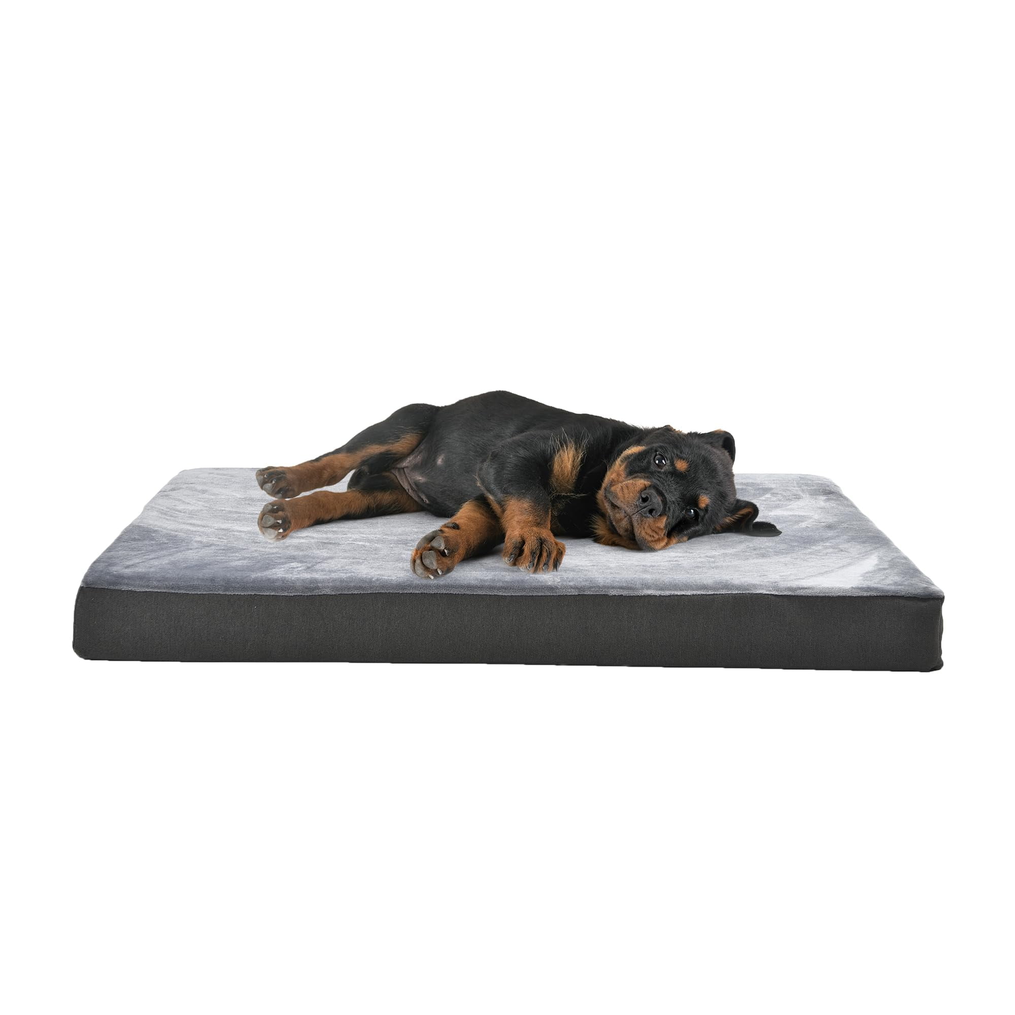 Yl-YANG Waterproof Dog Bed Medium Size Dog Orthopedic Dog Beds for Crate with Removable Washable Cover Egg-Crate Foam Pet Pad Mat with Anti-Slip Bottom, 24-inch Grey (without leather label)