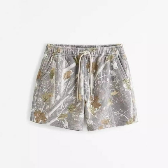 Camo Athletic Shorts Men Women Elastic Waist Drawstring Camouflage Workout Shorts Maple Leaf Athletic Gym Shorts