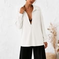thumbnail image 7 of vigerkar Womens Oversized Deep V Neck Sweatshirts Casual Collared Long Sleeve Ribbed Knit Pullover Tops (White, XL), 7 of 7
