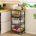 thumbnail image 3 of Kitchen Microwave Cart with Fruit Baskets, 4 Tier Microwave Table Stand with Storage, Kitchen Shelf on Wheels Small Rolling Cart Organizer Rack for Pantry, Living Room, Bathroom, 3 of 12