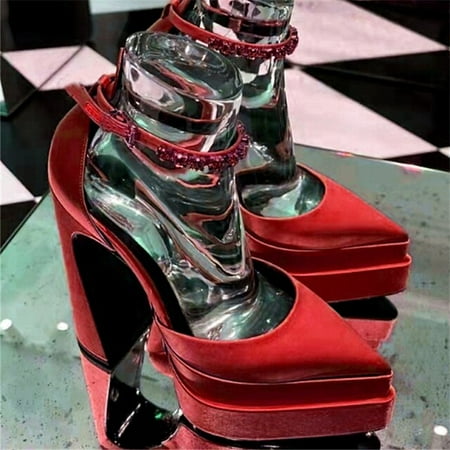 

Sexy Women s Sandals Genuine Leather Pumps Summer New Thick High-Heel Platform Wedding Shoes White Pink Black Red Rose Big Size