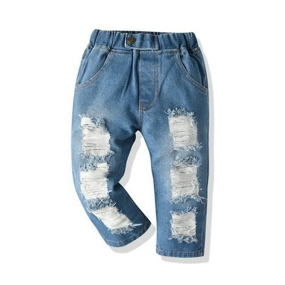 GYRATEDREAM Baby Little Boys Jeans, Kids Straight Leg Fit Ripped Denim Pants for 1-6Y