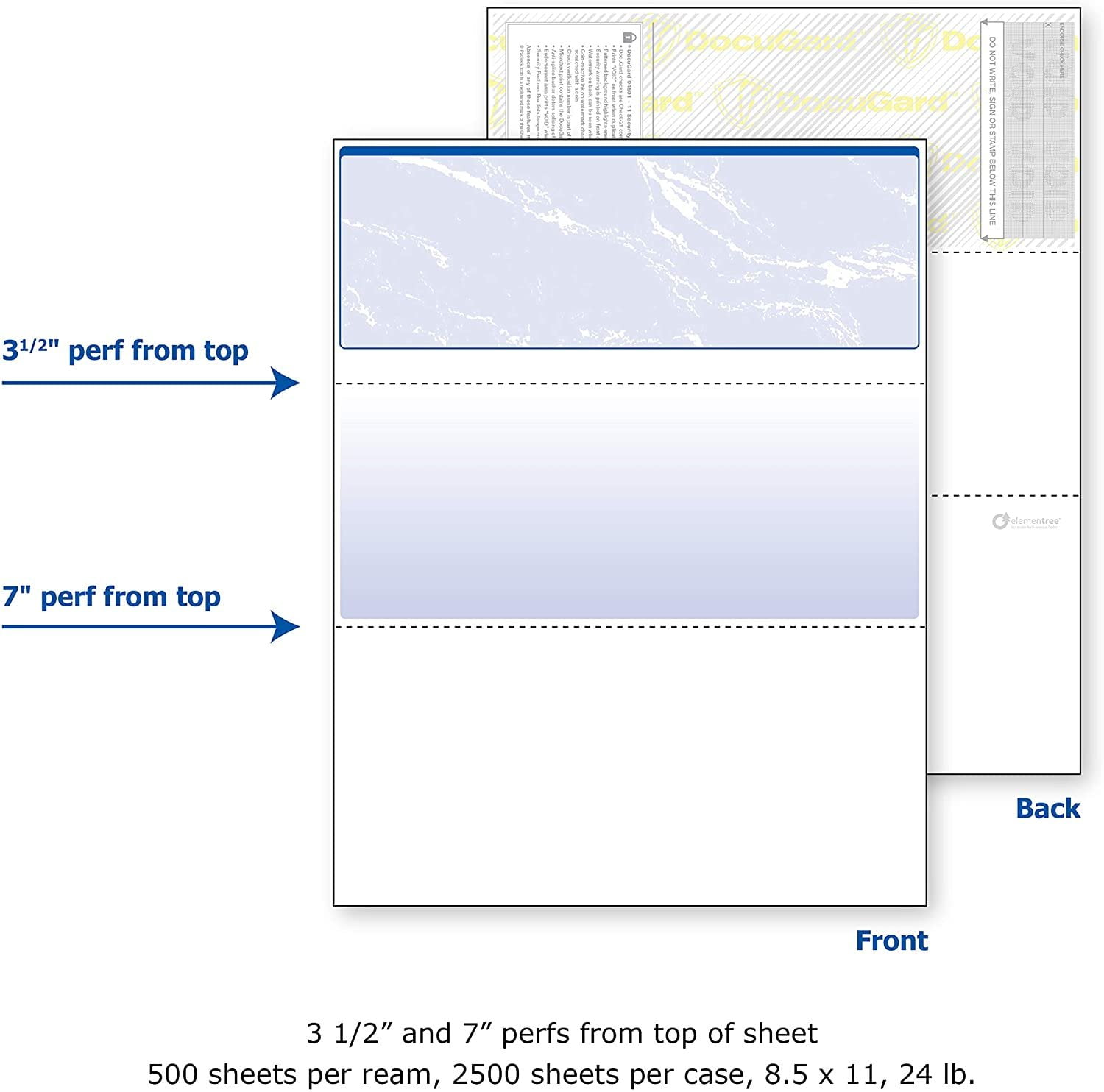 DocuGard Standard Blue Marble Top Check, 24 lb, 8.5 x 11 Inches, 2500 Sheets 04501C