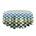thumbnail image 5 of Colorful Gradient Checkerboard Checkered Pattern Round Tablecloth 60"x60",Wrinkle Wipeable Table Cloth for Kitchen Dining Room Picnic Patio Party, 5 of 6