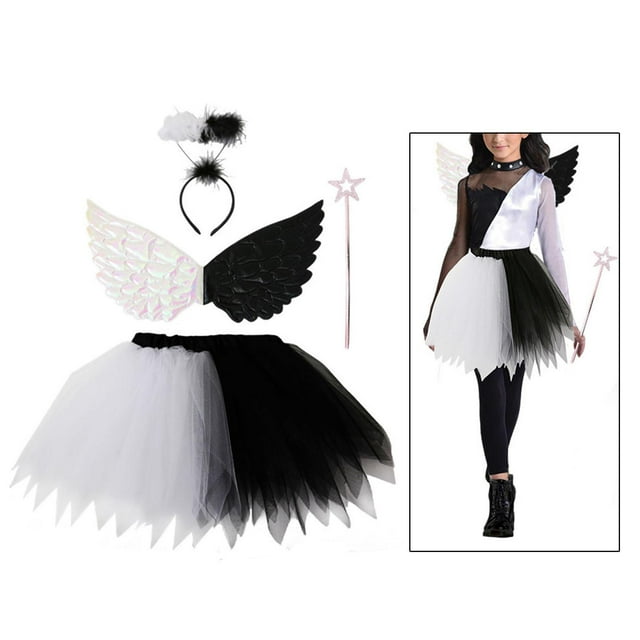 Conjunto de disfraz de alas de ángel y con tutú, vestido de fantasía para niños, cosplay para presentaciones en el escenario
