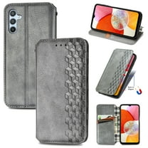 for Samsung Galaxy A16 5G Wallet Case, Men's Retro Premium Business PU Leather Classic Magnetic Closure Flip Case with Card Holder [RFID Blocking] Folio Kickstand Shockproof Phone Cover,Gray