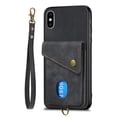 thumbnail image 5 of Nalacover for iPhone XS Max, Slim Case Wallet with Credit Card Holder, Back Flip Premium Leather Magnetic Clasp Kickstand Wirst Hand Strap Shockproof Cover For iPhone XS Max, Black, 5 of 7