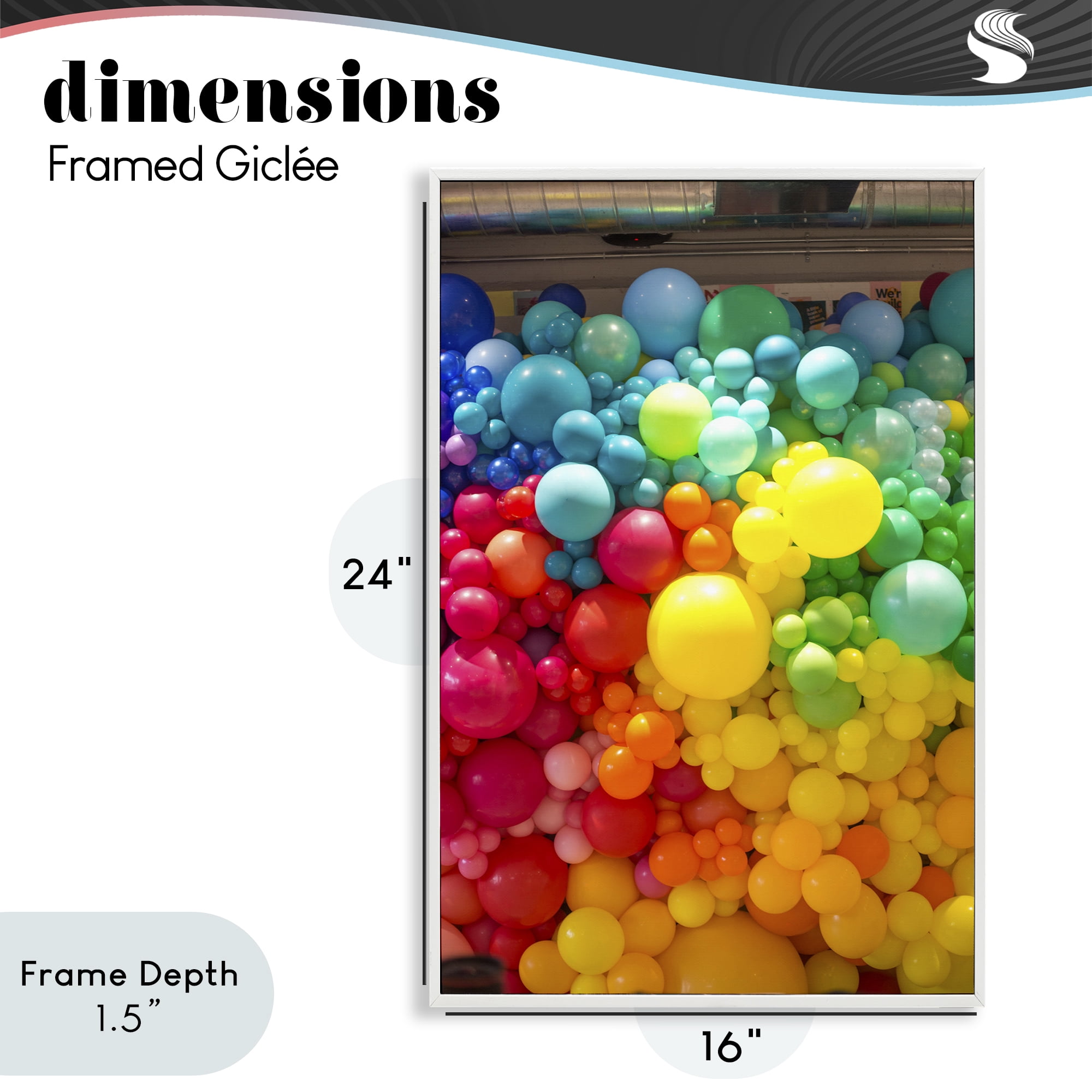Stupell Industries Lively Colorful Balloons White Framed Giclee Art, design by LISH Creative