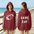 thumbnail image 4 of YVNAURA Fall 2026 Plus Size Fleece Hoodie for Women Football Sweatshirt Pullover with Pocket Oversized Hooded Sweater Cozy Game Day Casual Long Sleeve Top, Wine,M, 4 of 9