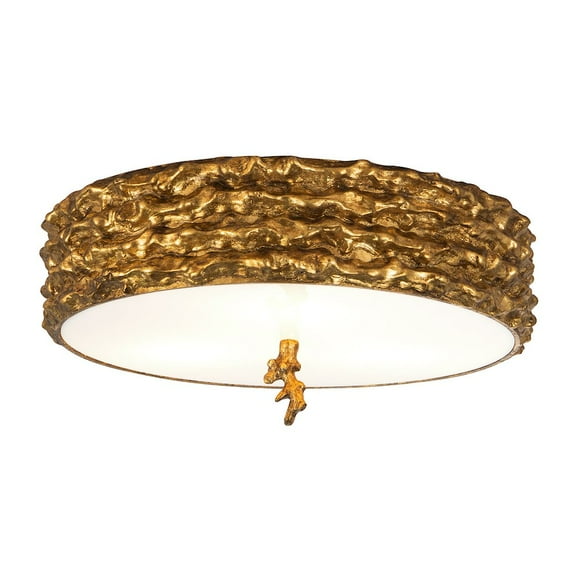 Lucas McKearn Trellis 16" 3-light Transitional Metal Flush Mount in Gold Leaf