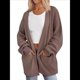 thumbnail image 3 of Cárdigan Extragrande de Punto Suave para Mujer con Bolsillos Caqui M, 3 of 8