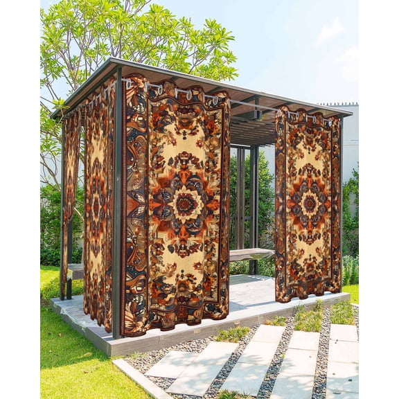 nqOlkjepod Outdoor Curtains for Patio Waterproof, Bohemian Flower Outdoor Privacy Panels Grommet, Boho Tribal Colorful Distressed Printed Blackout Outside Curtains for Porch/Cabana 54"x84", 2 Panels