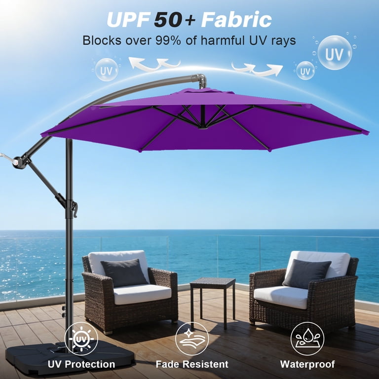 Easthome 10ft Offset Patio Umbrella with Tilt, Purple photo 4