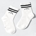 thumbnail image 1 of JUNWELL Toddler Kids Striped & Letter Graphic Crew Socks, 1 of 4