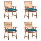 thumbnail image 1 of Sillas de comedor para patio VidaXL, madera maciza de acacia, cojines azules, 1 of 6
