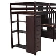 thumbnail image 7 of Twin Size Loft Bed with Stairs for Kids, Solid Wood Bed Frame with Built-in Desk, 4 Storage Drawers and 3-Tier Shelves, Modern Versatile Bed with Safety Guardrails for Boys and Girls, Espresso, 7 of 7
