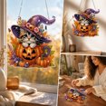 thumbnail image 4 of Lilixerw Halloween Diamond Art Hanging Ornament Decoration, Cat In Witch Hat Pumpkin Pattern Wall Hanging Sign with Chain, for Door, Porch and Wall Display, 8 inch, 4 of 6
