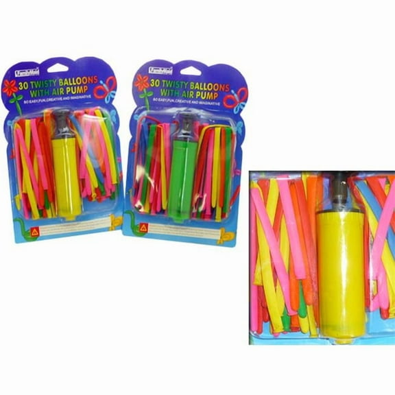 Family Maid 35072A 7 in. 30 Twisty Balloon with Air Pump, Red & Blue - Pack of 96