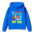 thumbnail image 7 of Tisuna Little Girls Boys Casual Hoodie 100Th Days Of School Print Long Sleeve Hooded Tops Comfortable Leisure Toddler Kids Autumn Winter Hoodies Blue Size 9-10 Years, 7 of 7