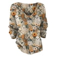 thumbnail image 4 of NMMUED Chandail d'Halloween pour Femmes Hauts d'Automne pour Femmes Chandails Citrouille pour Femmes Hauts à Manches Longues Chandail Raglan pour Femmes Tunique d'Halloween Chandails Tête de Mort pour Femmes Kaki 3TG, 4 of 4