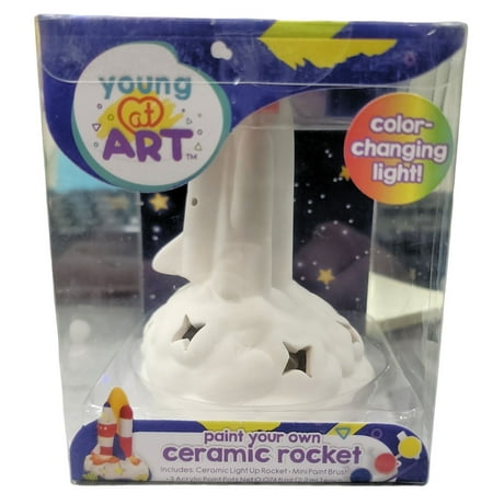 Young at Art Paint Your Own Ceramic Spaceship Rocket with Color Changing Light