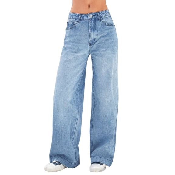 EMMIOL Women's Vintage Y2K Wide Leg Jeans 90s Baggy Boyfriend Style Denim Pants,Low Rise Loose Fit Jeans