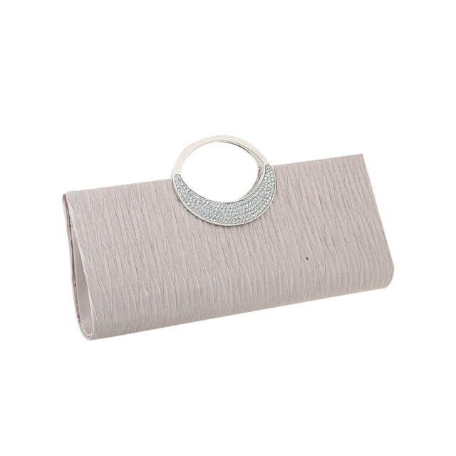 1 Pce Sac à Main Mode Pailleté Pochette de Soirée Magnétique pour Mariage Dîner (Beige)