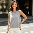 thumbnail image 6 of Delconic Womens Padded Tank Top Loose Fit Sleeveless Camisole Lightweight Built In Bra Casual Round Neck Summer Top Light Gray XL, 6 of 8