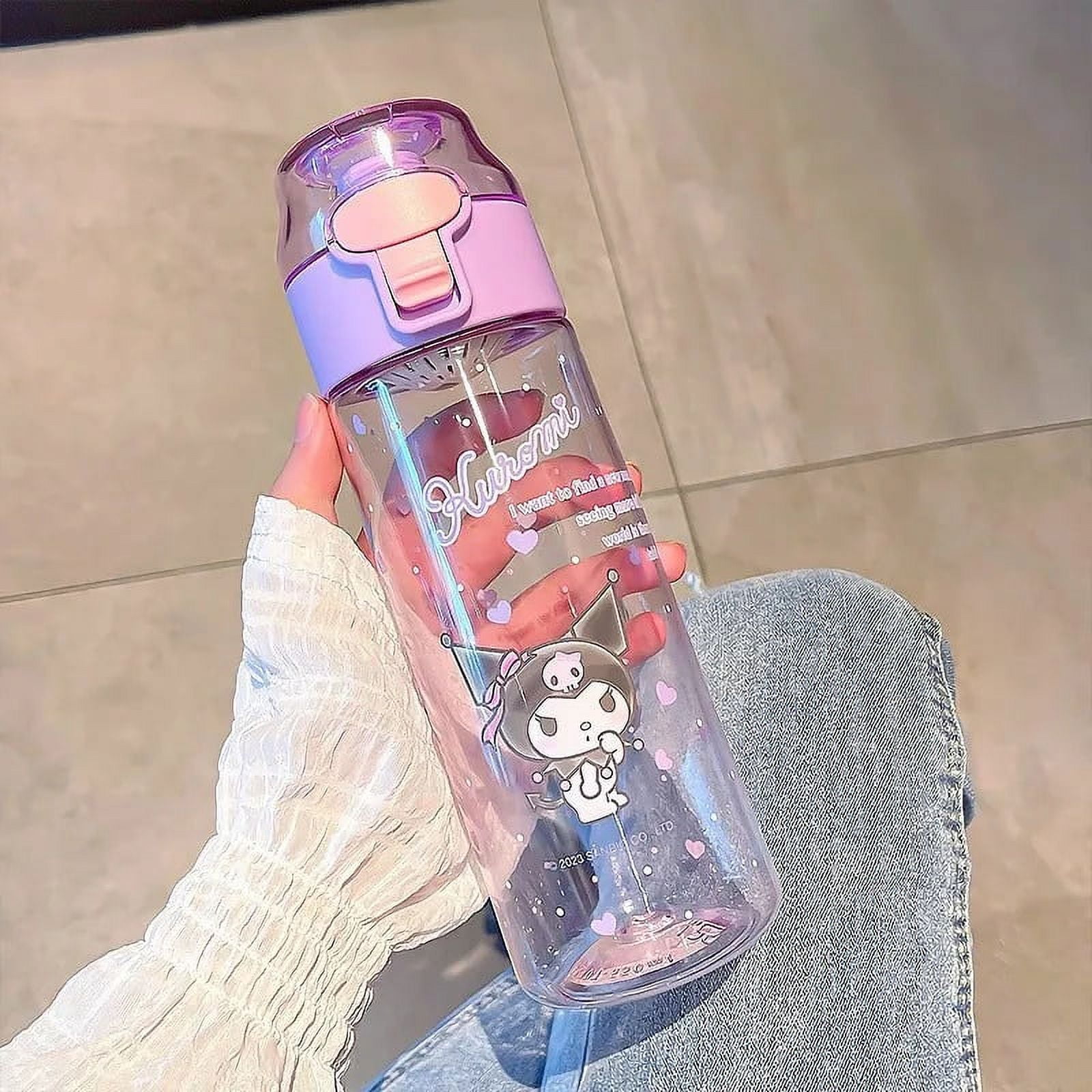 550ML Kawaii Sanrio Water Bottle Hello Kitty Kuromi Cinnamoroll Water Cup Outdoor Portable High Temperature Resistant Convenient