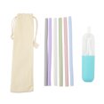 thumbnail image 2 of Openable Straws 6PCS Openable Straws Silicone 9.8in Snap Washable Reusable Easy To Clean With Storage Box Bag Drinking Straws For Party, 2 of 8