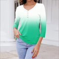 thumbnail image 2 of Up to 65% off! Womens' Fashion 3/4 Sleeve Plus Size Shirts Tops Spring And Summer Gradient Printed Top Collar Button Sexy Shirt 3/4 Sleeve Long Sleeve V Neck Top/Shirt, 2 of 7