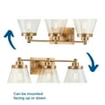 thumbnail image 6 of Hinton Collection Three-Light Vintage Brass Clear Seeded Glass Farmhouse Bath Vanity Light, 6 of 8