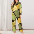 thumbnail image 2 of Honeii Bee honey print Women's Pajama Sets Long Sleeve Button Down Sleepwear Nightwear Soft Pjs Lounge Sets-X-Large, 2 of 7