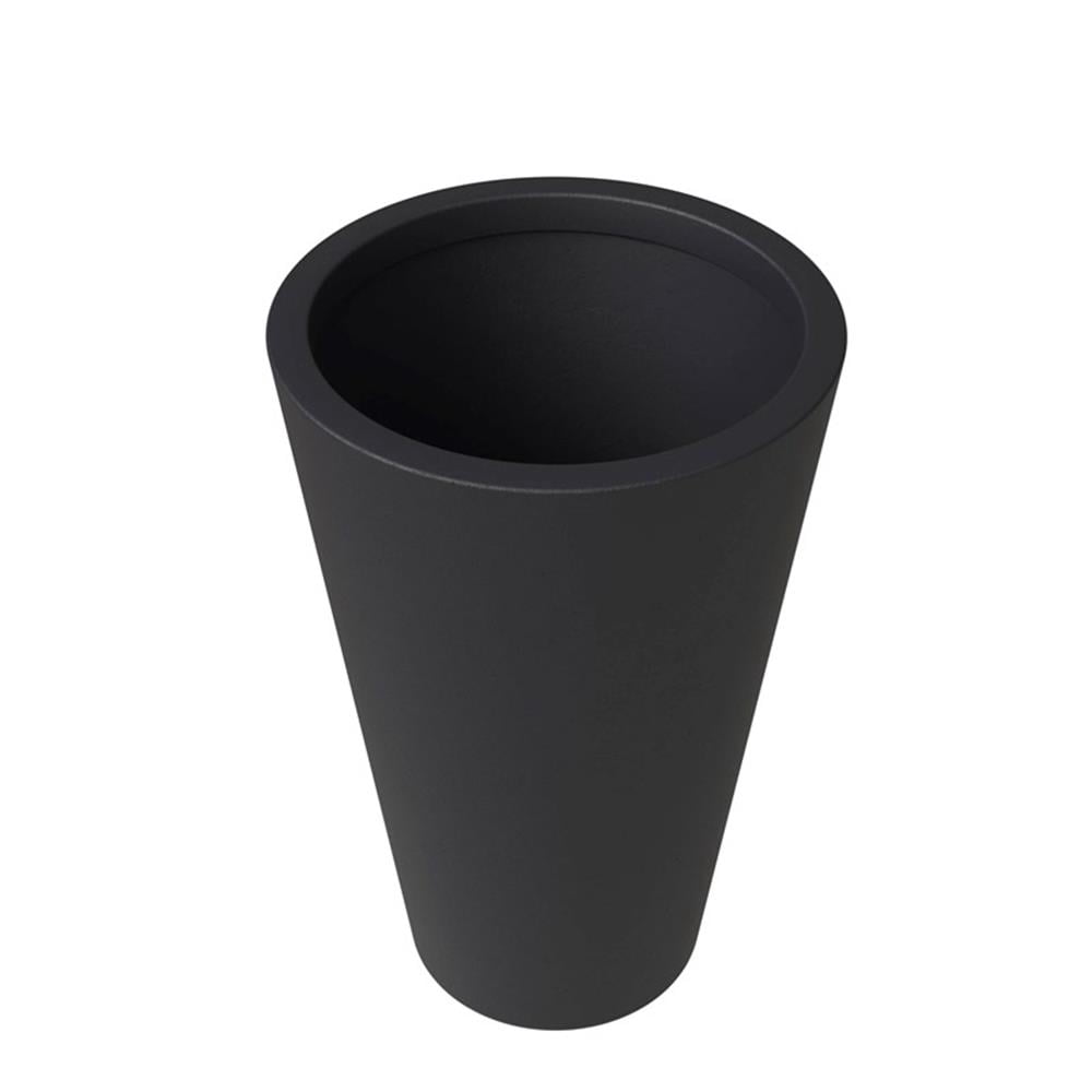 LeisureMod Pebble Fiberstone and MGO Clay Planter, Mid-Century Modern Tapered Round Planter Pot with Drainage Holes for Indoor and Outdoor (Black, 24 Inch)
