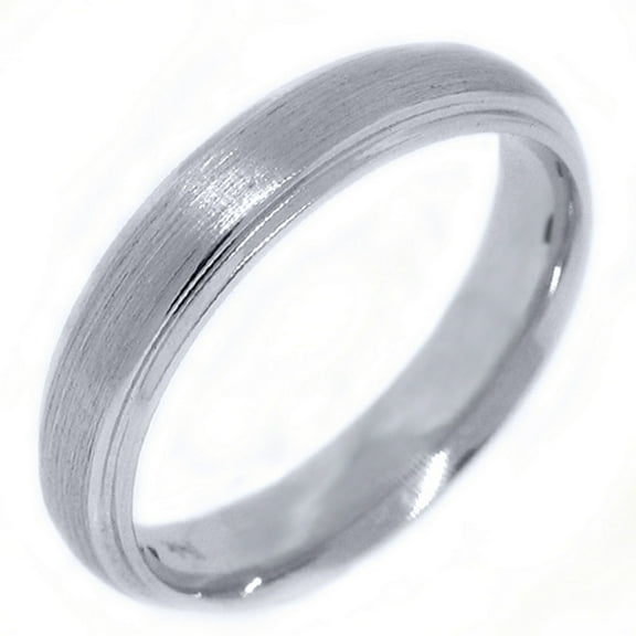 14K White Gold Mens Wedding Band 4.5mm Sand Finish (Size 10)