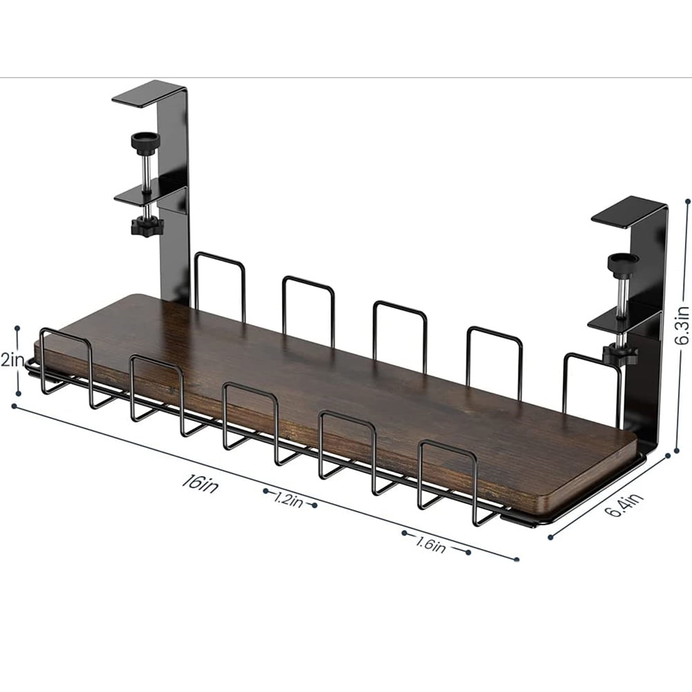 Kadyn Under Desk Wire Storage Rack, Under Desk Cable Organizer for Office, Wire Cable Tray for Bedroom, Black