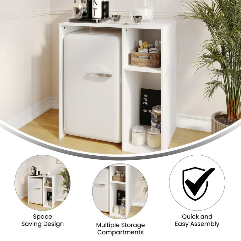 Emma + Oliver Mini Fridge Overshelf with Dual Side Cubbies in