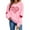 #147-Pink, variant on Craaazy Women's Plus Size Valentine T-shirt Love Heart Fashion Printed Long Sleeve Tops Gifts