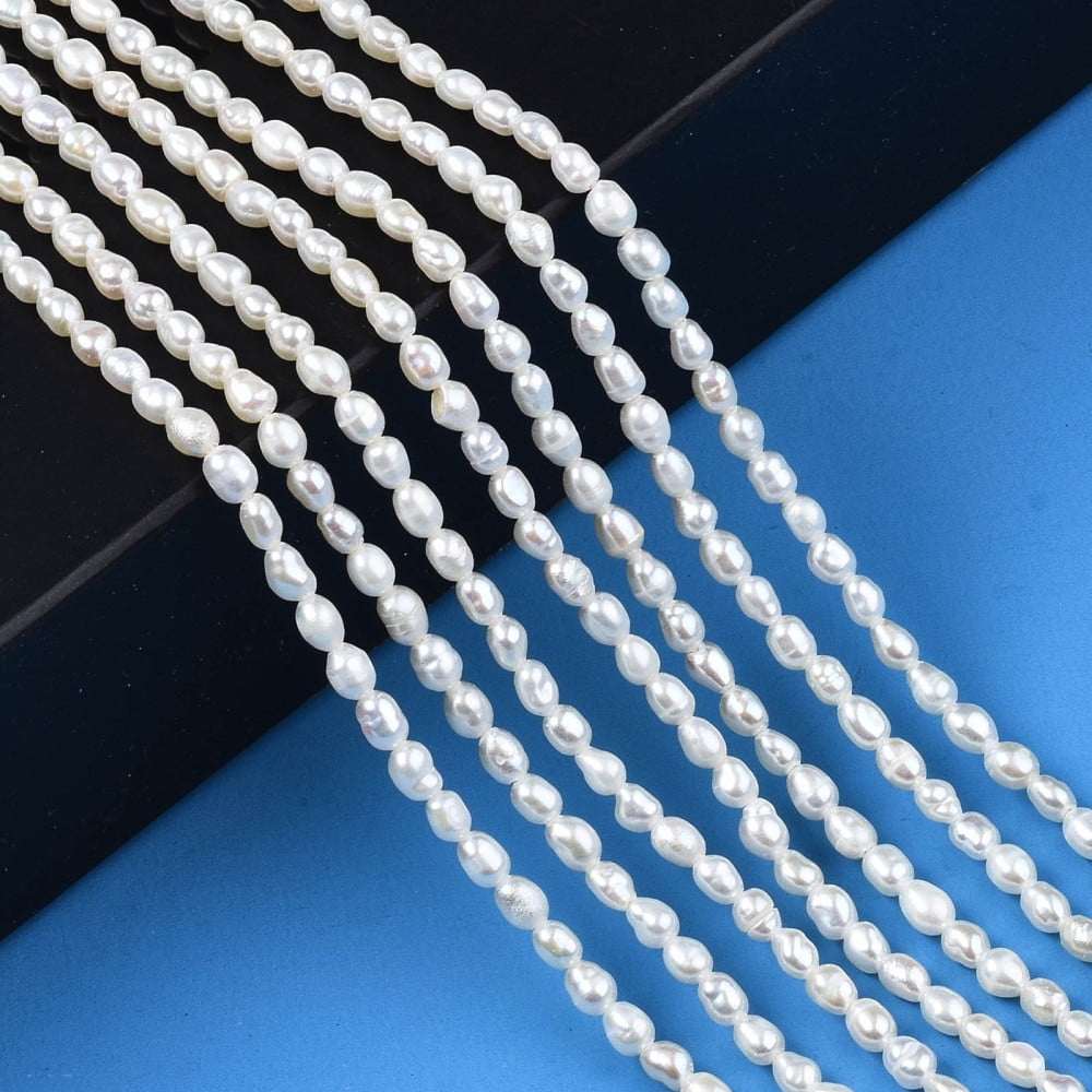 1Strand Natural Cultured Freshwater Pearl Beads Strands Rice Seashell Color 3~3.5x2.5mm Hole: 0.6mm about 90~92pcs/strand 13.78 inch(35cm)