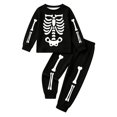 thumbnail image 4 of Halloween Pajamsa Sets Skeleton Print Home Wear Outfits Set 2pcs Long Sleeve Top Matching Pants Cozy Fall Winter Sleepwear, 4 of 8
